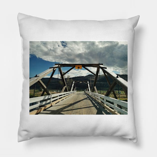 Val Haynes bridge. Osoyoos, British Columbia, Canada. Retro style photography. Pillow by Nalidsa