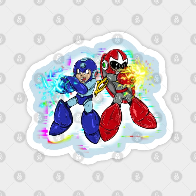 Rockman and protoman Magnet by Dom Café