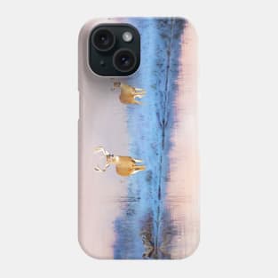 Deer at Winter Pond Phone Case