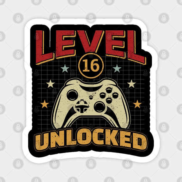 16th Birthday Level 16 Unlocked Video Gamer Magnet by aneisha