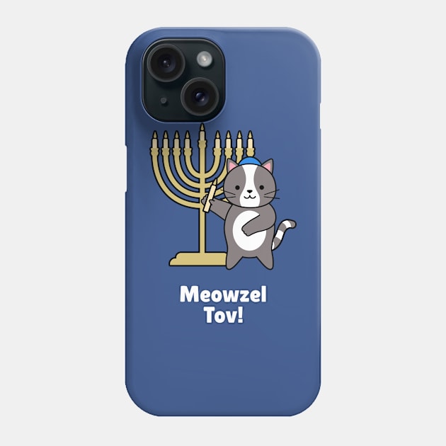 Meowzel Tov! Hanukkah cat Phone Case by Space Cadet Tees