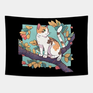 Beautiful Cat With Tree - Lady Cat Tapestry