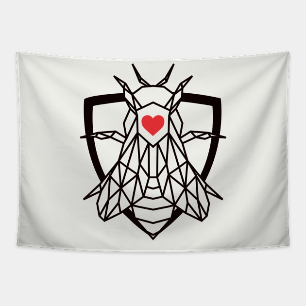 Superhero Protector Bee  Geometric Design Tapestry by teall