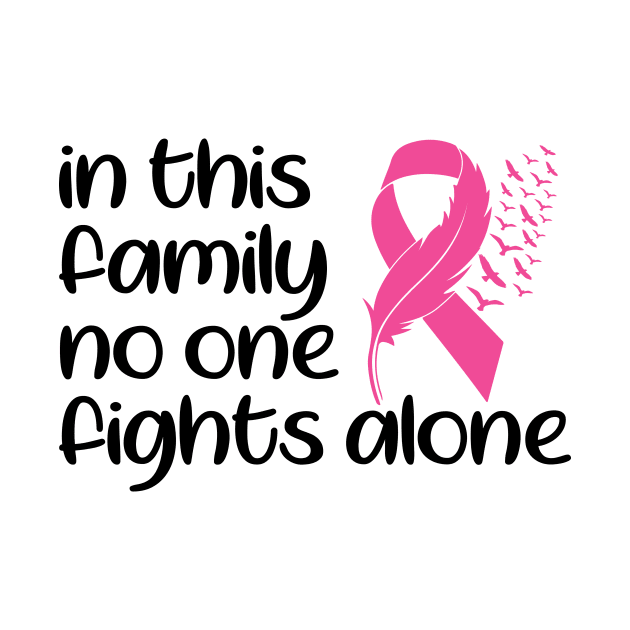 In This Family Nobody Fights Alone Breast Cancer Awareness Pink Cancer Ribbon Support by Color Me Happy 123