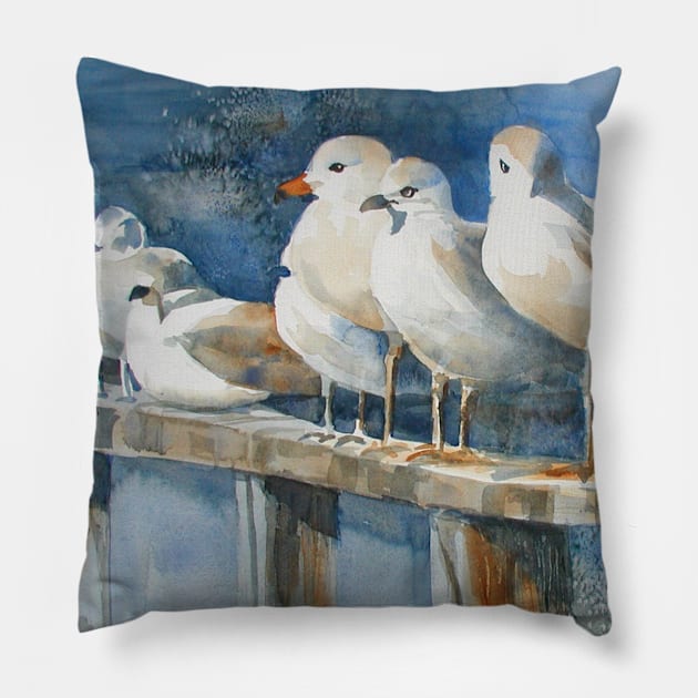 Birds of a Feather Pillow by CunninghamWatercolors