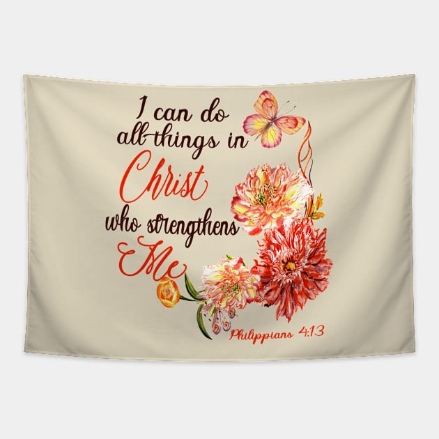 Christian Inspirational Verse Bojo Floral Scripture Tapestry by Kimmicsts