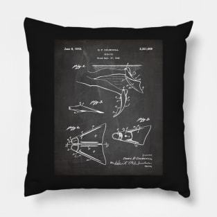 Scuba Diving Fins Patent - Deep Sea Diver Dive Coach Art - Black Chalkboard Pillow