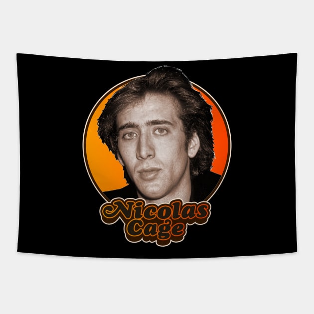 Retro Nicolas Cage Tribute Tapestry by darklordpug