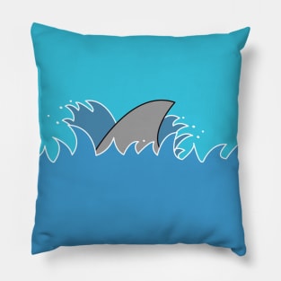 Scary shark fin in ocean waves Pillow