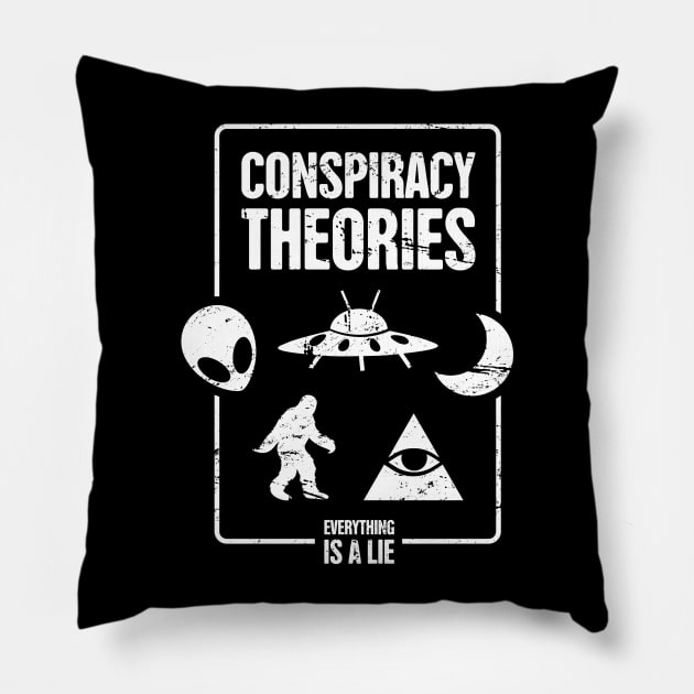 Conspiracy Theories - Alien, UFO, Illuminati, Bigfoot Pillow by MeatMan