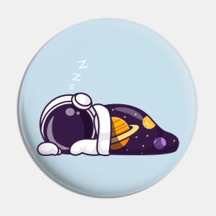 Cute Astronaut Sleeping With Space Blanket Cartoon Pin