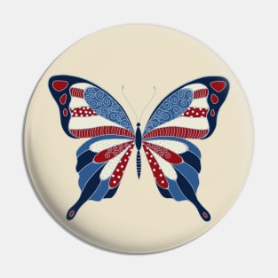 Patriotic Red White and Blue Butterfly Pin