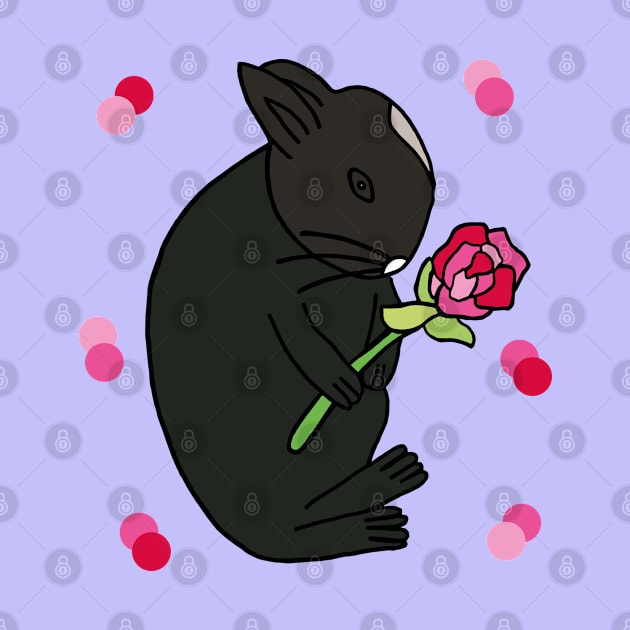 Black Bunny With Pink Rose by Anke Wonder 