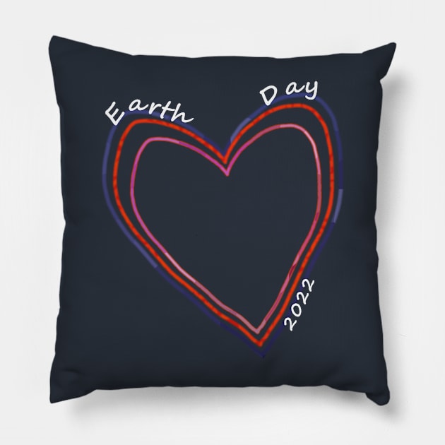 Earth Day Hearts 2022 Pillow by ellenhenryart