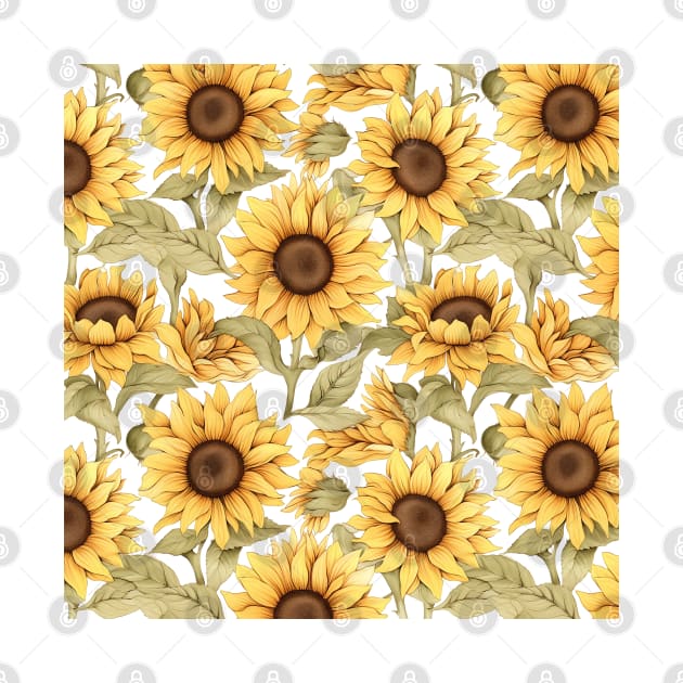 Sunflowers watercolor pattern #5 by RunAki