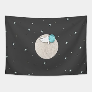 Cat On A Moon Pattern Tapestry