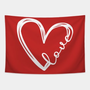 White Love Heart Tapestry