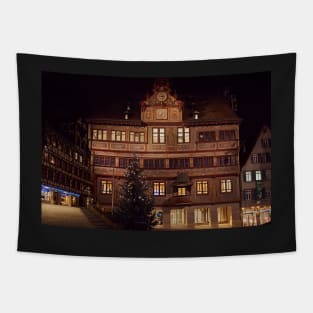 Tübingen town hall at night Tapestry