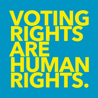 Voting Rights are Human Rights (yellow on teal) T-Shirt