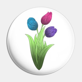 Tulip Flower Spring Polka Dots Pattern Pin