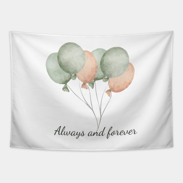 watercolor balloons - always and forever Tapestry by zaiynabhw