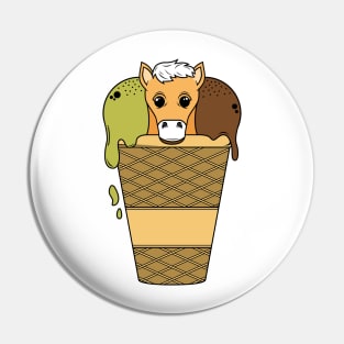 Cute horse in a mug with ice creme Pin