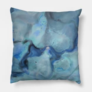 Fluid Blue Abstract Painting Pillow