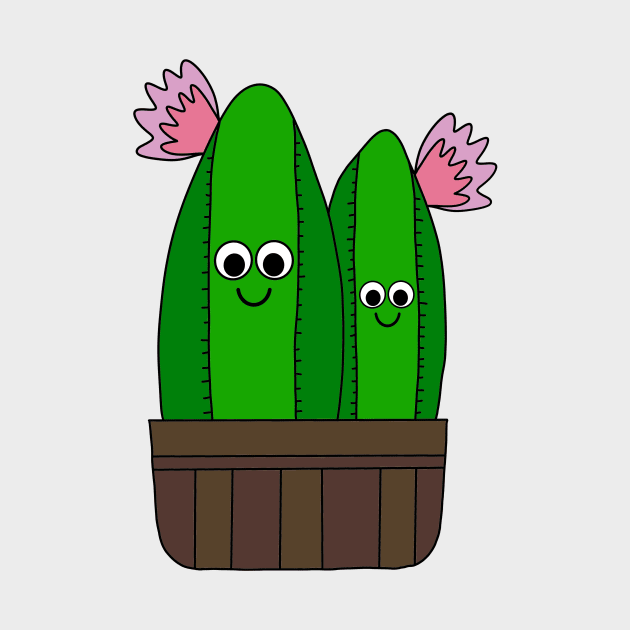 Cute Cactus Design #198: Cacti Cuties In A Basket by DreamCactus