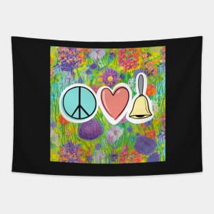 Peace Love Handbells Easter Pastel Flower Pattern Tapestry