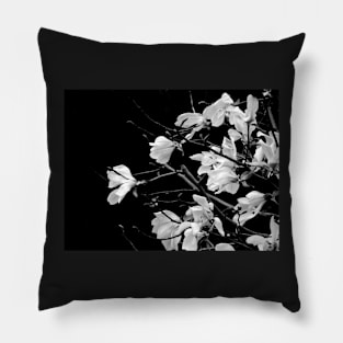Black and White Magnolia Photography Pillow