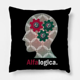 Alfa Romeo Alfalogica Alfa Brain white text Pillow