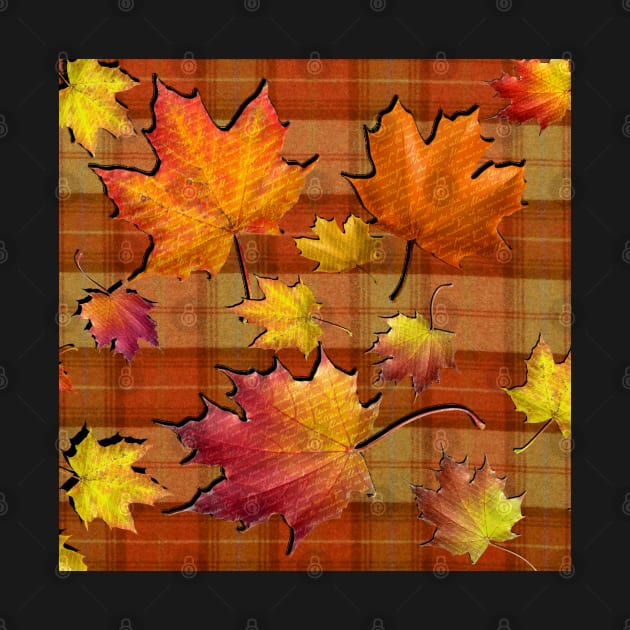 Fall Plaid, Beautiful Autumn Colored Leaves on Orange, Rust & Yellow Background: Home Decor & Gifts by tamdevo1