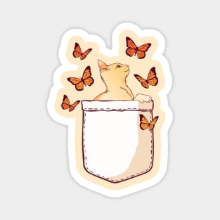 Pocket Cat and Butterflies Magnet