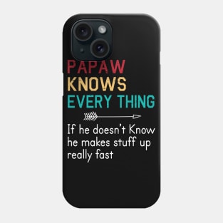 Papaw Knows Everything If He Doesn't Know He Makes Stuff Up Really Fast Happy Father Parent Day Phone Case