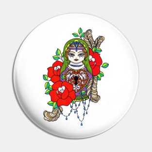 Russian doll and roses Pin