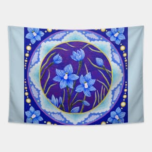 Skyblue Sun Orchid Tapestry