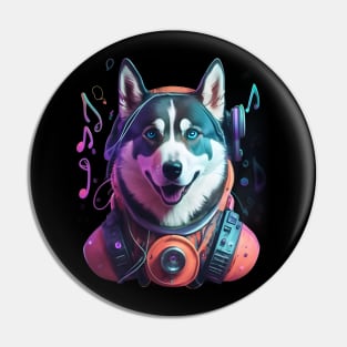 Music lover Siberian husky Pin