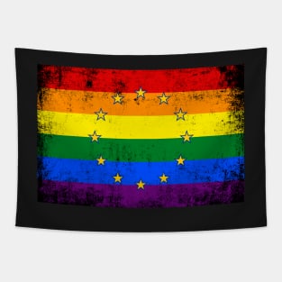 European Union LGBTQ Pride Grunge Flag Tapestry