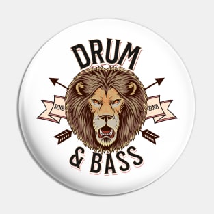 DRUM AND BASS  - Lion Face (black) Pin