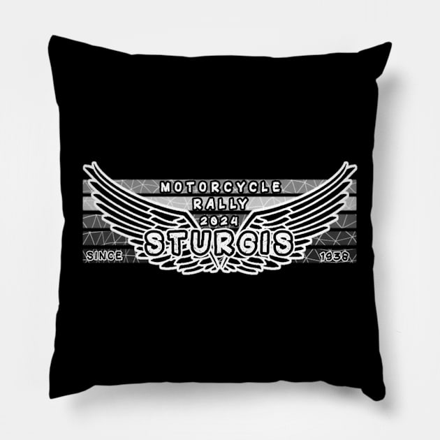 Sturgis Motorcycle rally 2024 Pillow by DisenyosDeMike