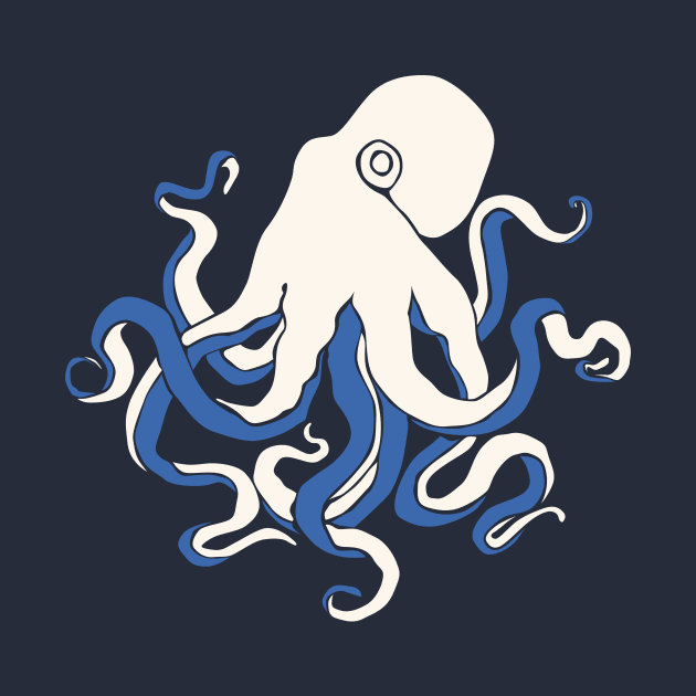 White and blue octopus by candelanieto