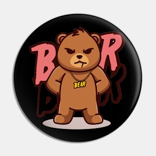 cool bear mascot illustration Pin