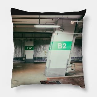 Parking garage underground, industrial interior Pillow