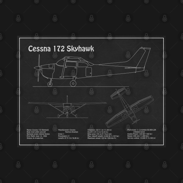 Cessna 172 Skyhawk - Airplane Blueprint Drawing Plans - PD by SPJE Illustration Photography