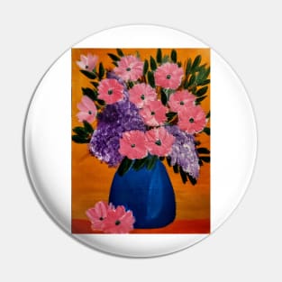 abstract flowers in a blue vase Pin