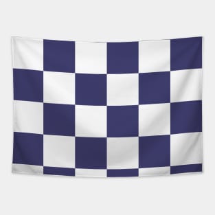 Navy blue and white checkerboard print Tapestry