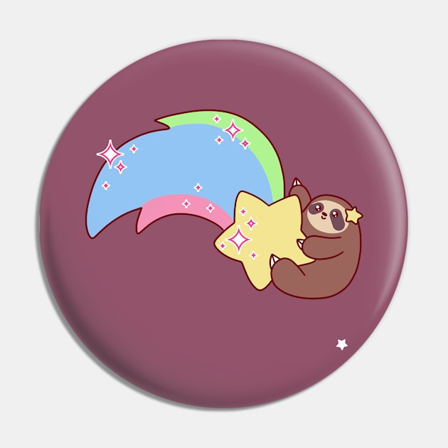 Happy Birthday Rainbow Shooting Star Sloth Pin by saradaboru