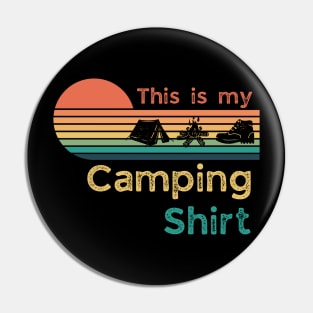 This Is My Camping Shirt Funny Camper Gift Retro Distressed Vibe Boots 80's Sun Classic Pin