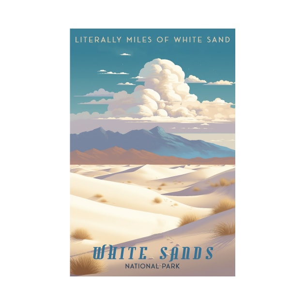 White Sands National Park Travel Poster by GreenMary Design