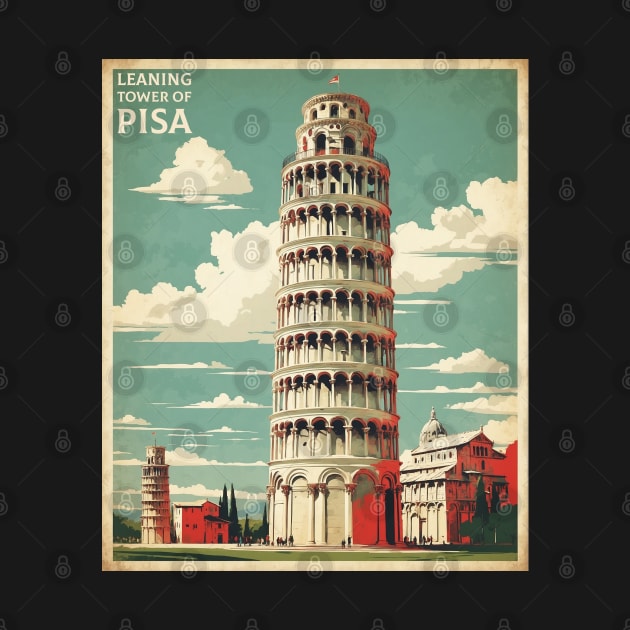 Leaning Tower of Pisa Italy Vintage Tourism Travel Poster by TravelersGems